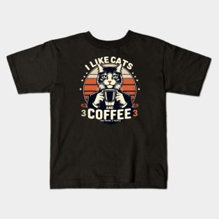 I like cats and coffee Kids T-Shirt